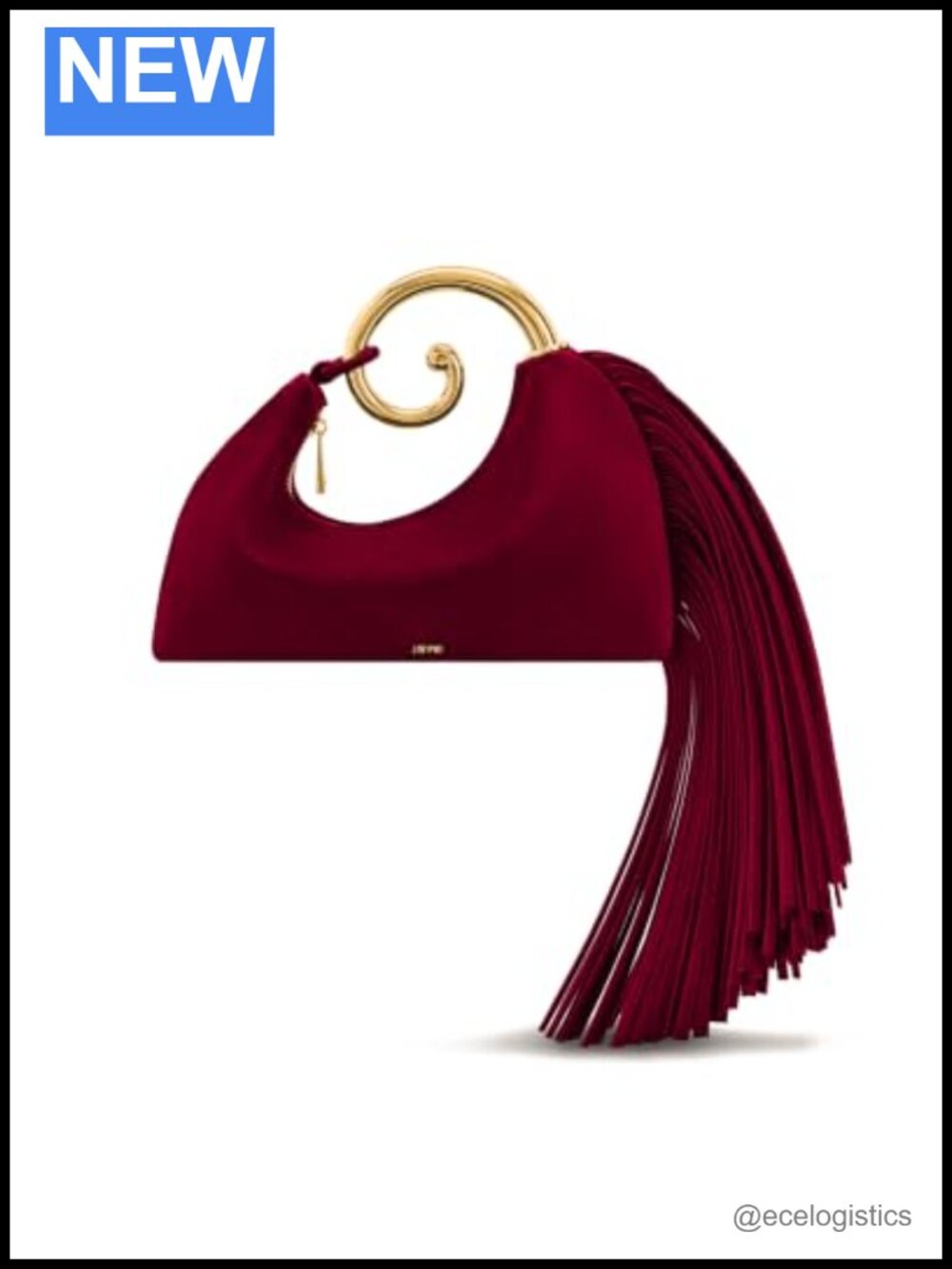 Faux Suede Top Handle Bag with Fringe Hardware